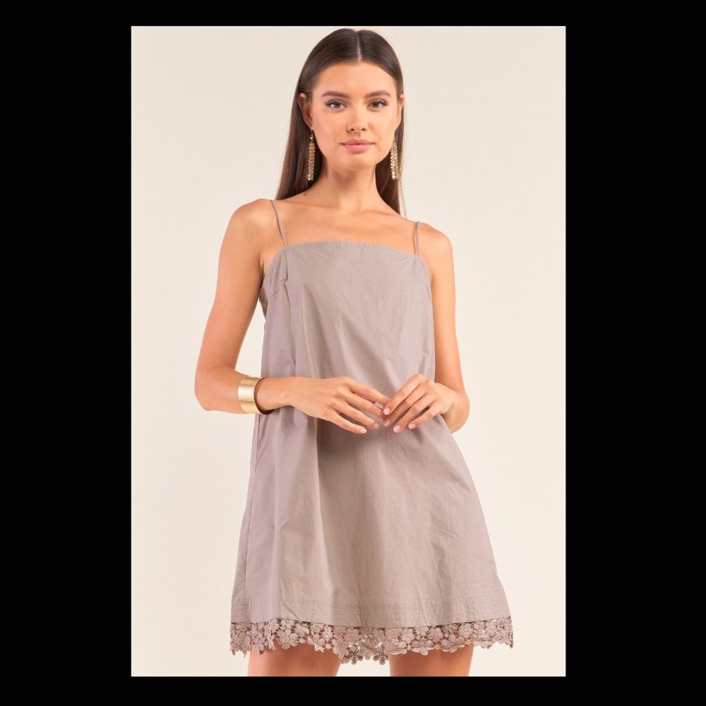 Mocha Lace Cami Mini Dress